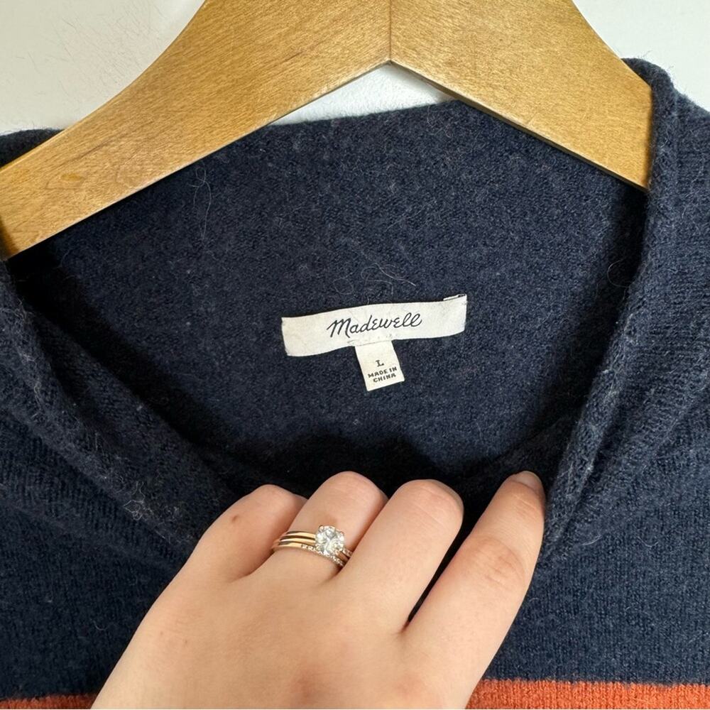 Madewell Navy and Orange Striped Turtleneck Sweater - Picture 4 of 6